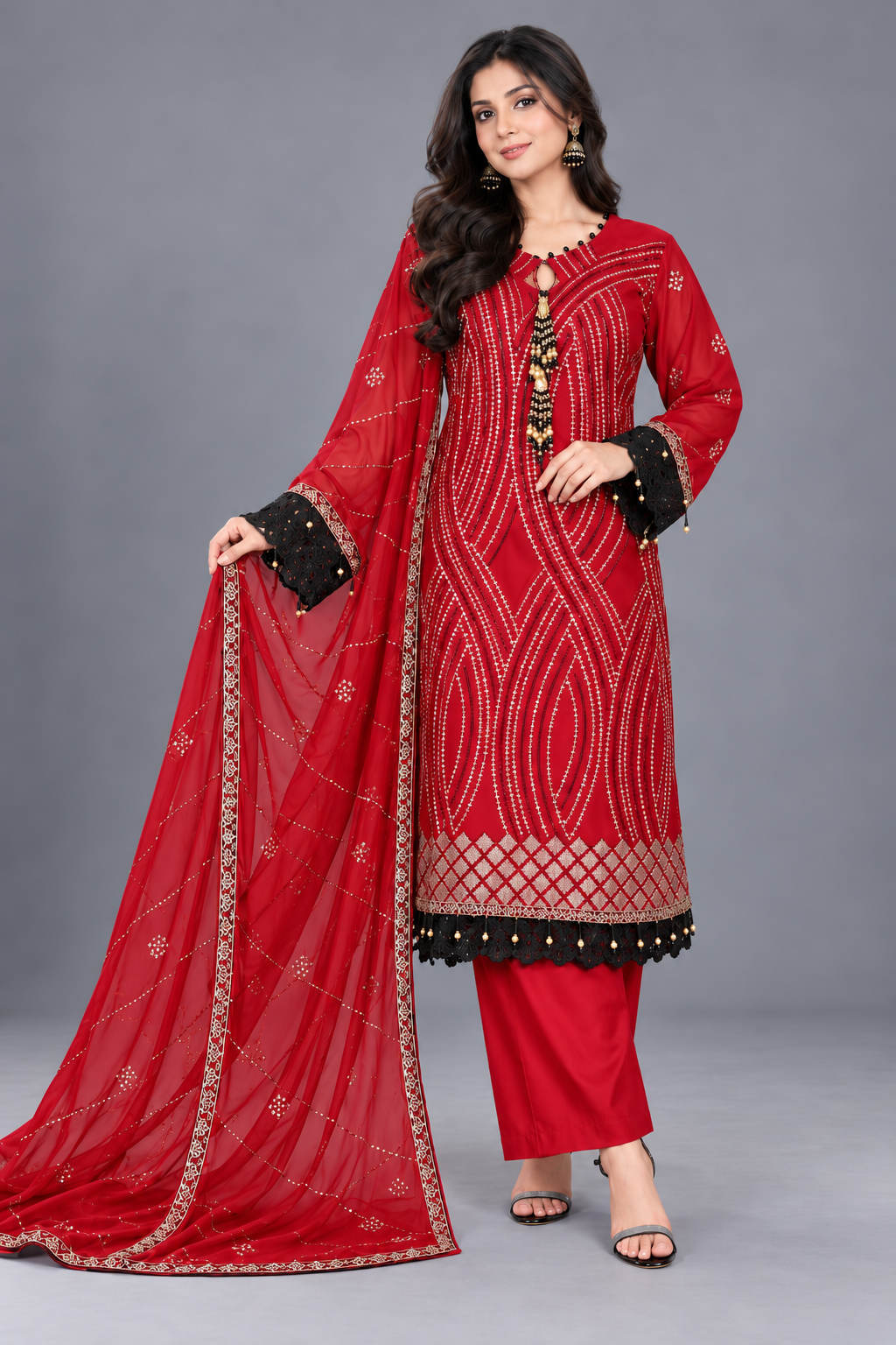 Embroidered Chiffon with Sequence Work (DDS0002)