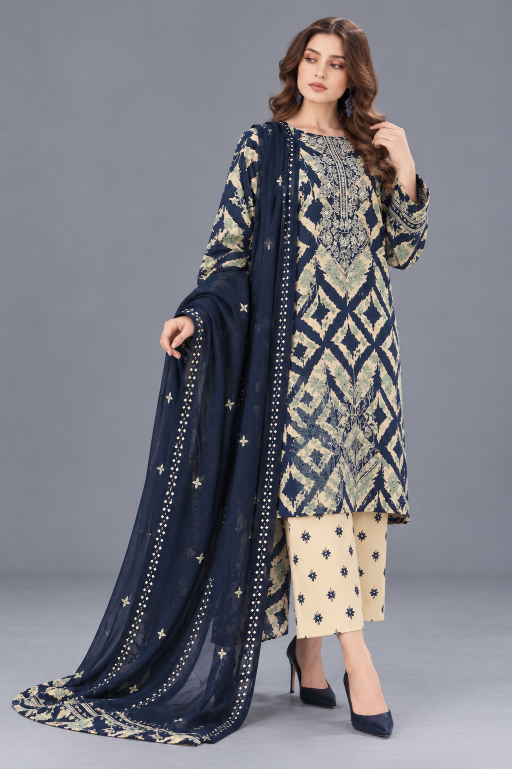 3 Piece Unstitched Suit (DDSU007)