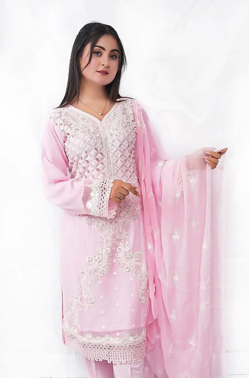 3 PC Premium Chiffon Embroidered (DDS0014)
