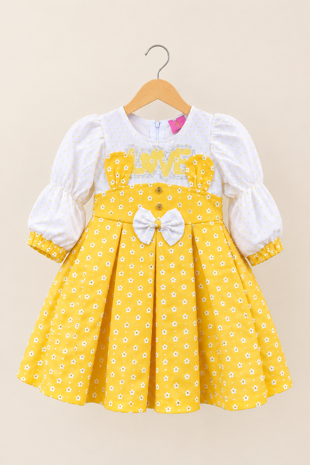 Kids Yellow & White Frock (DDS0018)