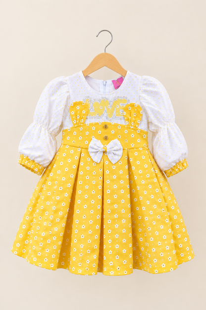 Kids Yellow & White Frock (DDS0018)