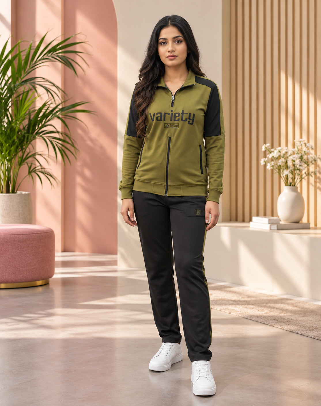 Women’s Olive & Black Full-Zip Tracksuit (DDS-T6)