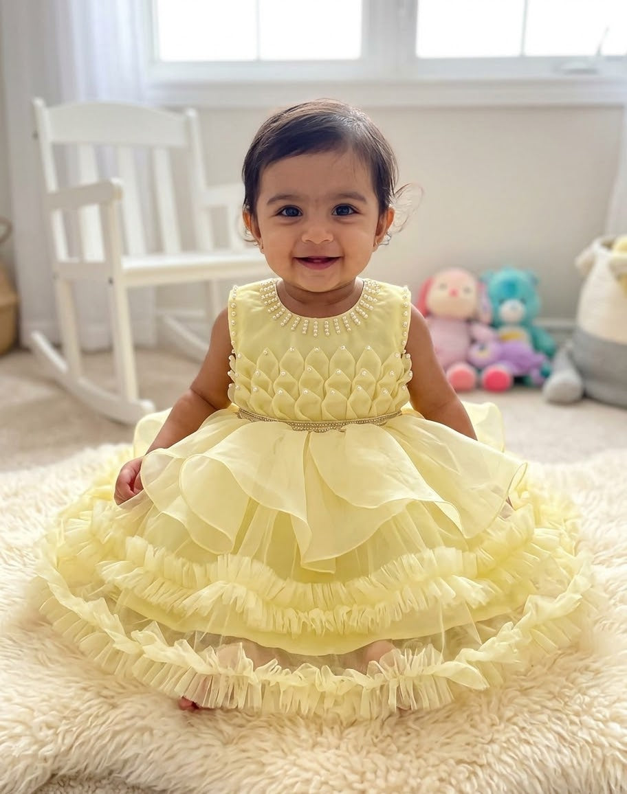Kids Pastel Yellow Frock (DDS0022)