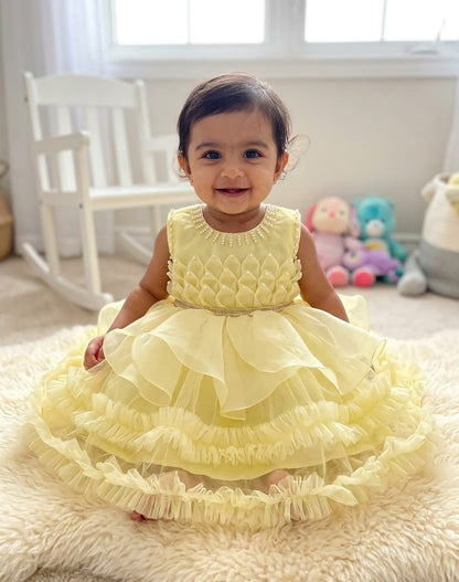 Kids Pastel Yellow Frock (DDS0022)