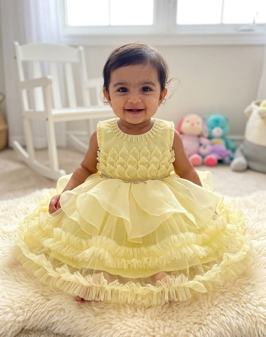 Kids Pastel Yellow Frock (DDS0022)