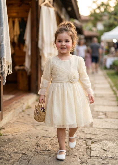Kids Cream Party Frock (DDS0023)