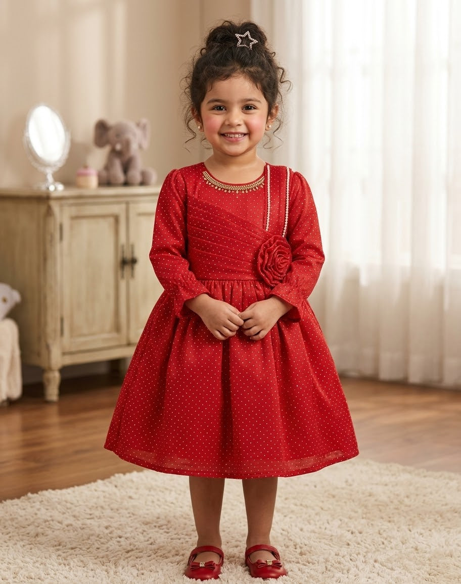Kids Sparkling Red Frock (DDS0020)