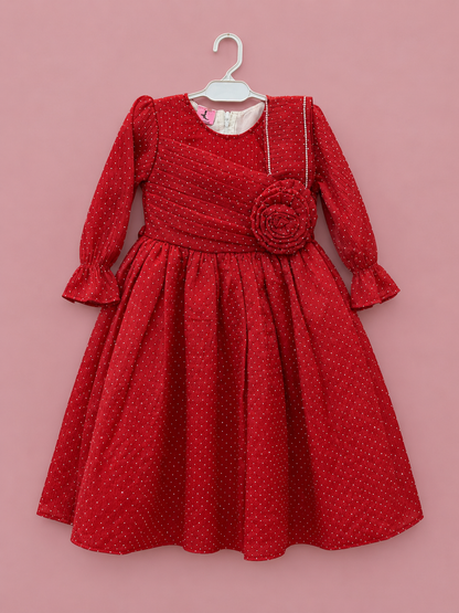 Kids Sparkling Red Frock (DDS0020)