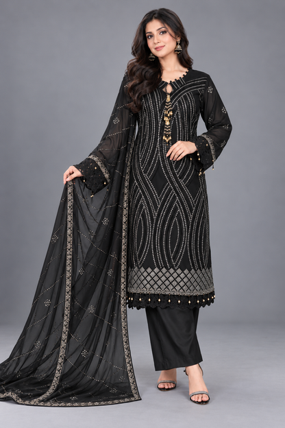 Embroidered Chiffon with Sequence Work (DDS0002)
