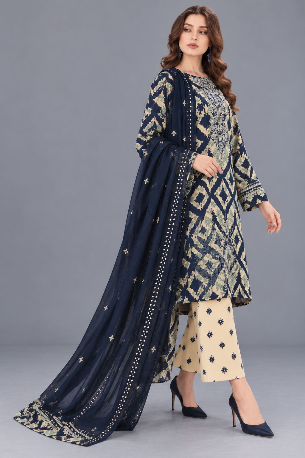 3 Piece Unstitched Suit (DDSU007)