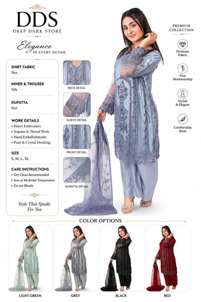 Heavy Net Embroidered 3 PC (DDS0009)