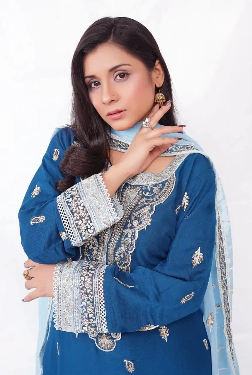 3 PC Embroidered Chiffon (DDS0004)