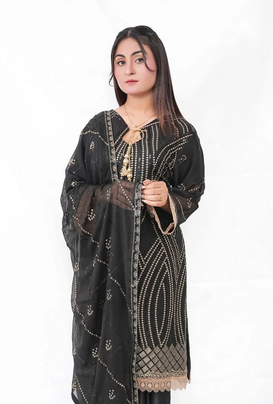 3 PC Embroidered Chiffon (DDS0010)