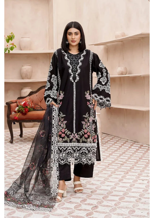 luxury 3 PC Chiffon Embroidered (DDS0015)